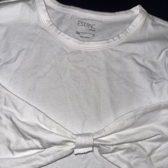 New Pacsun White Long Sleeve Crop Top By EST.PAC 1980 For Women Size S With bow - Picture 2 of 5